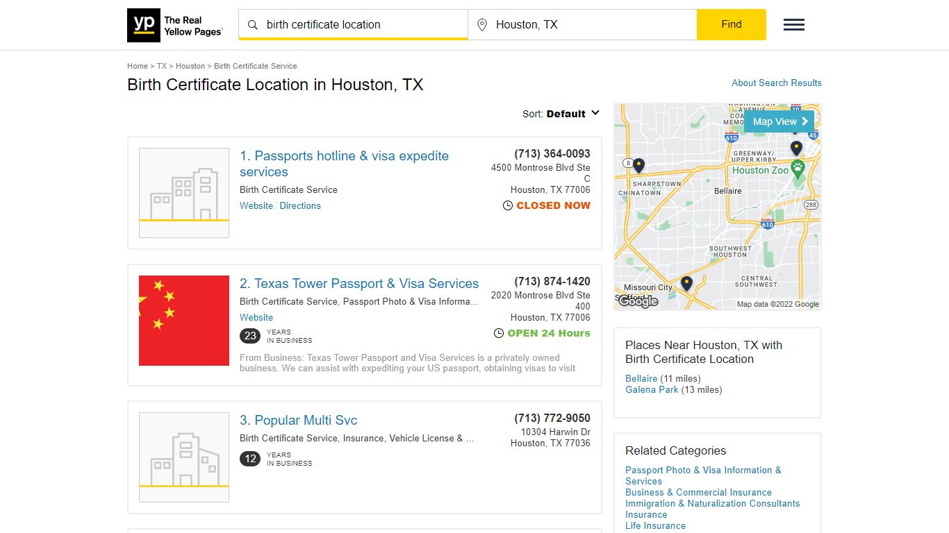 Birth Certificate Location in Houston, TX - yellowpages.com